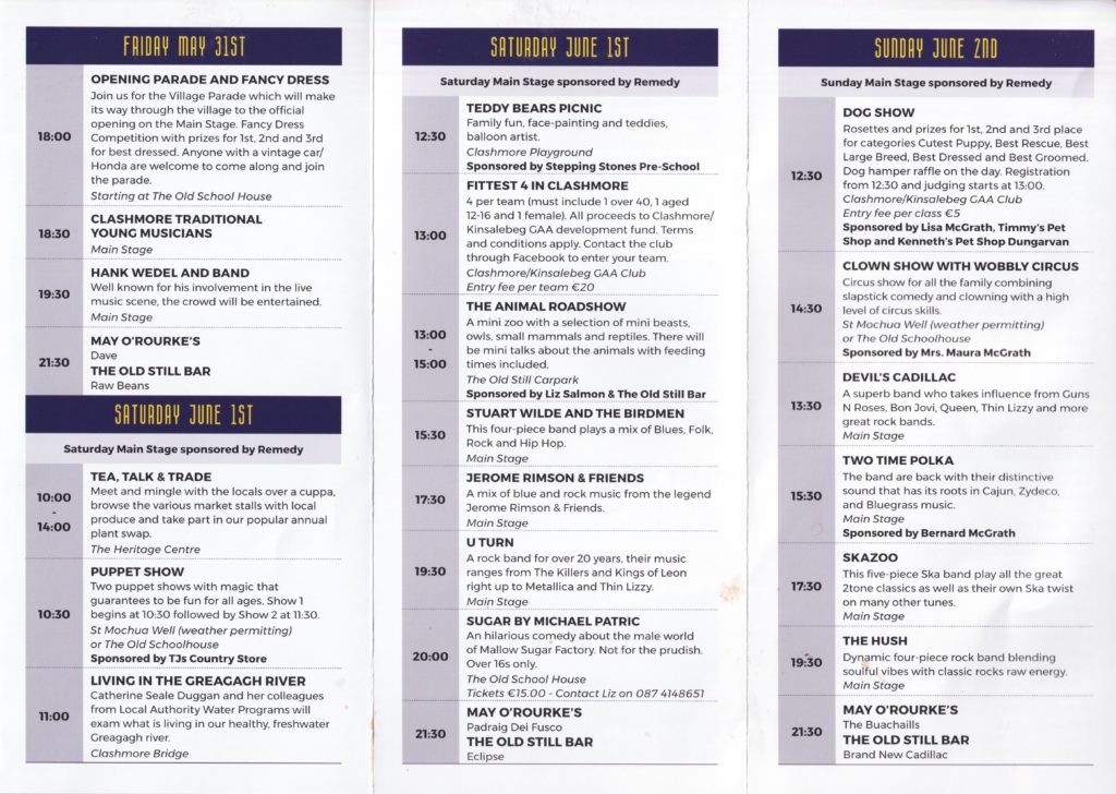 Programme Clashmore Strings & Things